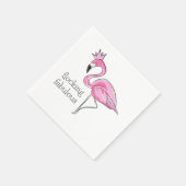 Serviette En Papier Flamant Rose avec Couronne Rose Flocking Fabuleux (Coin)