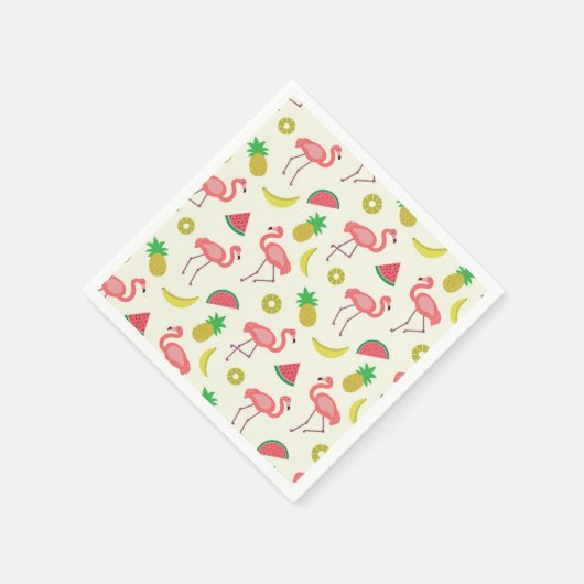 Serviette En Papier Flamant rose avec mignon fruits tropicaux d'été Mo (Coin)
