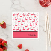 Serviette En Papier Flamant rose avec nom (En situation)