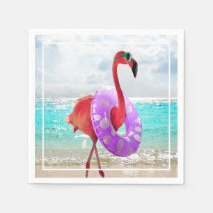 Serviette En Papier Flamant rose avec tube intérieur