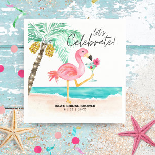 Serviette En Papier Flamant rose Beach Cocktail Fête des mariées tropi