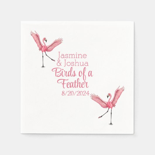 Serviette En Papier Flamant rose Beach Mariage Oiseaux d'une plume (Devant)