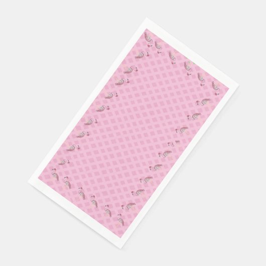 Serviette En Papier Flamant rose bébé Flamant rose Tissage de panier e (Coin)