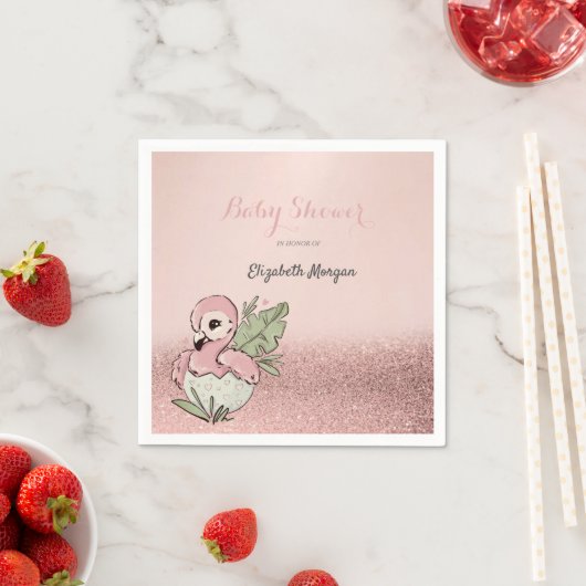 Serviette En Papier Flamant rose bébé mignon Rose Parties scintillant  (En situation)