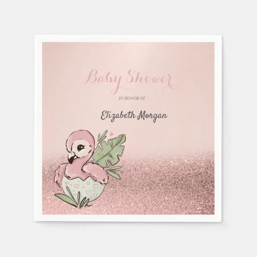 Serviette En Papier Flamant rose bébé mignon Rose Parties scintillant (Devant)