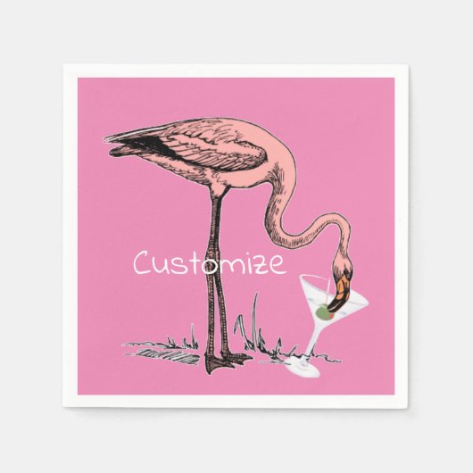 Serviette En Papier Flamant rose Boire Martini Thunder_Cove (Devant)