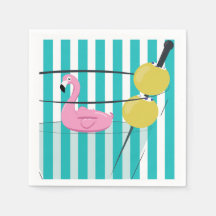 Flamant rose & Cabana Stripe Cocktail Napkin - Tur