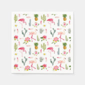 Serviette En Papier Flamant rose Cactus Ananas Hibiscus Motif (Devant)