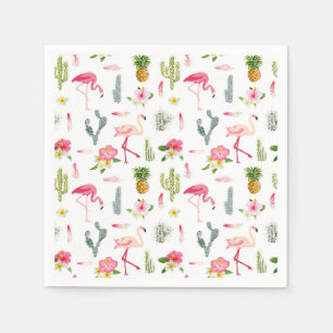 Serviette En Papier Flamant rose Cactus Ananas Hibiscus Motif