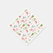 Serviette En Papier Flamant rose Cactus Ananas Hibiscus Motif (Coin)