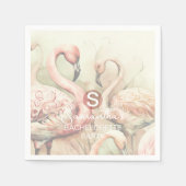 Serviette En Papier Flamant rose chic élégant Monogramme personnalisé (Devant)