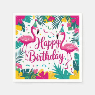 Serviette En Papier Flamant rose d'amusement tropical Design d'anniver