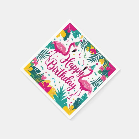 Serviette En Papier Flamant rose d'amusement tropical Design d'anniver (Coin)