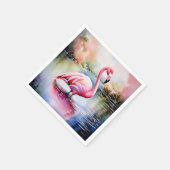 Serviette En Papier Flamant rose dans l'eau (Coin)