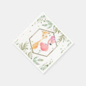 Serviette En Papier Flamant rose d'aquarelle tropicale et Baby shower  (Coin)
