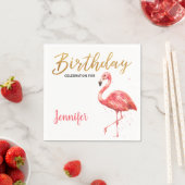 Serviette En Papier Flamant rose d'aquarelle tropicale Parties scintil (En situation)
