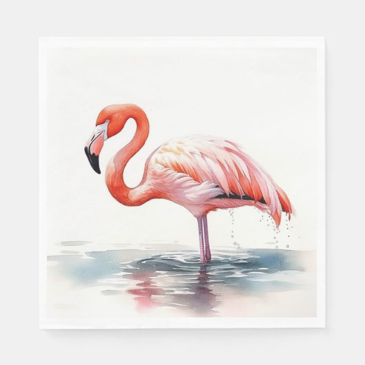 Serviette En Papier Flamant rose de fête tropicale (Devant)