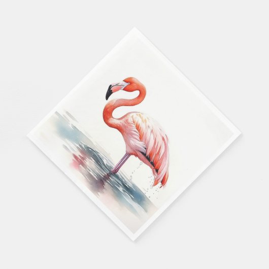 Serviette En Papier Flamant rose de fête tropicale (Coin)