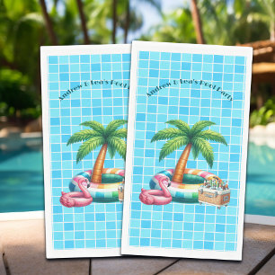 Serviette En Papier Flamant rose de la piscine de palmiers