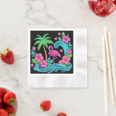 Serviette En Papier Flamant rose de néon tropical (En situation)
