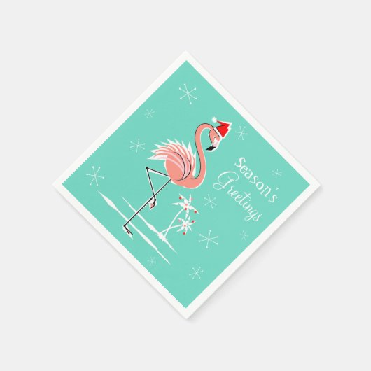 Serviette En Papier Flamant rose de Noël Bonnes Fêtes papier serviette (Coin)