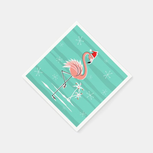 Serviette En Papier Flamant rose de Noël Cartouche papier serviette (Coin)