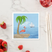 Serviette En Papier Flamant rose de Noël et palmier (En situation)
