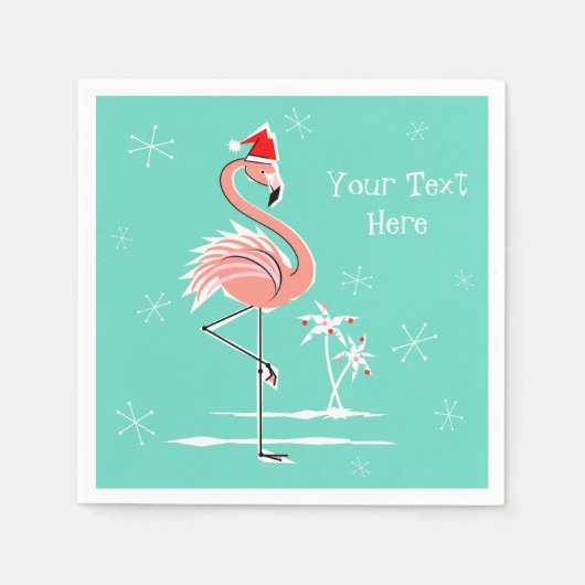 Serviette En Papier Flamant rose de Noël Papier à papier (Devant)