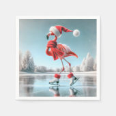 Serviette En Papier Flamant rose de Noël Patinage sur glace (Devant)