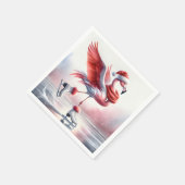 Serviette En Papier Flamant rose De Noël Sur Patins (Coin)