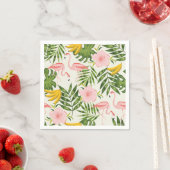 Serviette En Papier Flamant rose d'été tropical Napkin (En situation)