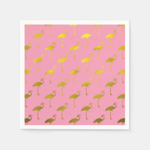 Serviette En Papier Flamant rose d'or Faux Métallurgie Flamant rose t