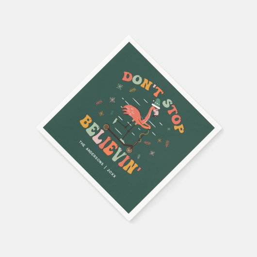 Serviette En Papier Flamant rose drôle | Noël personnalisé (Coin)