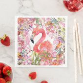 Serviette En Papier Flamant rose en Jungle Fleur - Motif d'été (En situation)