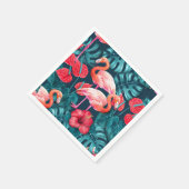 Serviette En Papier Flamant rose et aquarelle du jardin tropical (Coin)