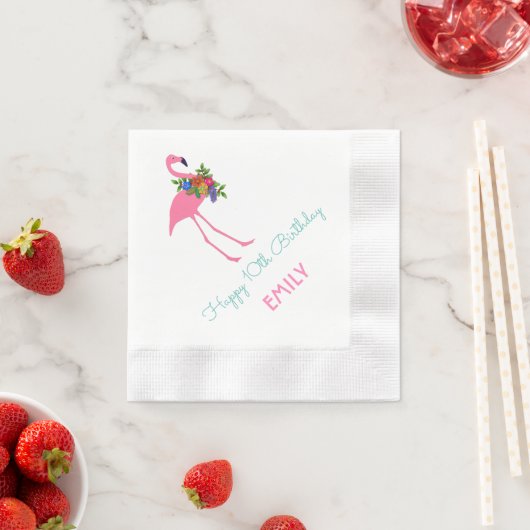 Serviette En Papier Flamant rose fête d'anniversaire à Noël (En situation)
