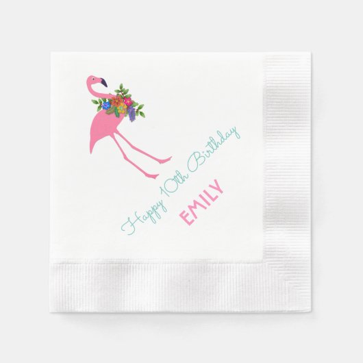 Serviette En Papier Flamant rose fête d'anniversaire à Noël (Devant)