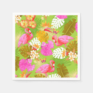 Serviette En Papier Flamant rose Jardin Vert clair