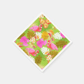 Serviette En Papier Flamant rose Jardin Vert clair (Coin)