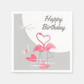 Serviette En Papier Flamant rose Love Moon Anniversaire serviettes en (Devant)
