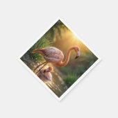 Serviette En Papier Flamant rose mère et poussin (Coin)