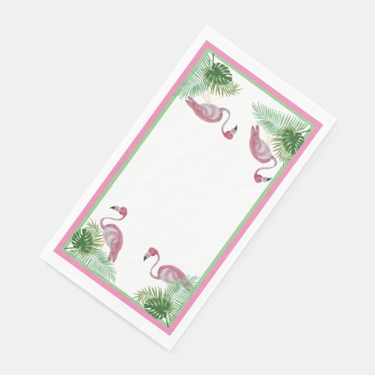Serviette En Papier Flamant rose Monstera Palm  (Coin)