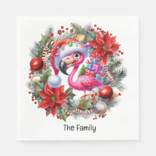 Serviette En Papier Flamant rose Noël en juillet à la plage