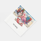 Serviette En Papier Flamant rose Noël en juillet à la plage (Coin)