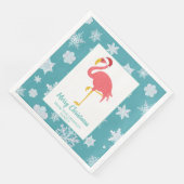 Serviette En Papier Flamant rose Noël Snowflake Blue Tropical Famille (Coin)