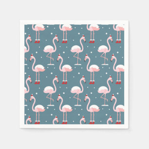 Serviette En Papier Flamant rose Noël tropical