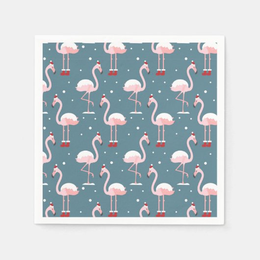 Serviette En Papier Flamant rose Noël tropical (Devant)