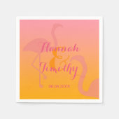 Serviette En Papier Flamant rose Oiseau Tropical Avec Noms Et Mariage  (Devant)