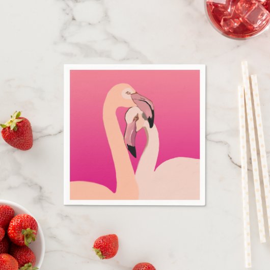 Serviette En Papier Flamant rose Oiseaux Cocktail Papier de table (En situation)