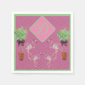 Serviette En Papier Flamant Rose Palmier en Terre Cuite (Devant)